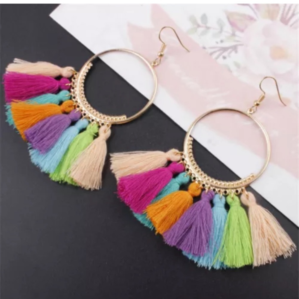 Gorgeous Earrings Long Tassel Fringe Boho Dangle